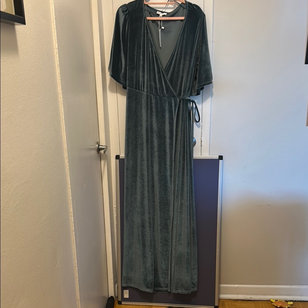 Baltic Born Meghan Velvet Wrap Dress in Persian Blue